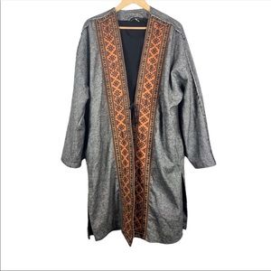 Free People Wool Tweed Floral Boho Coat Jacket Size S